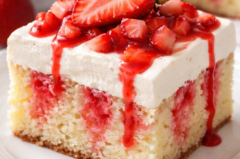 Gluten Free Strawberry Poke Cake